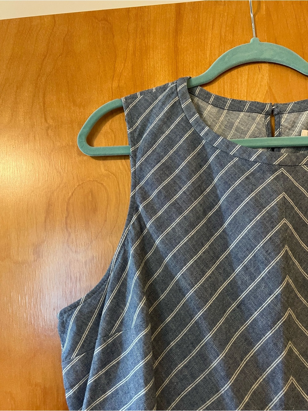 J. Crew Linen Dress Blue Stripe Sleeveless Fit & Flare Open Back NWT Size 20 - Picture 7 of 13